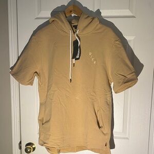 Men's Tan Short Sleeve Hoodie